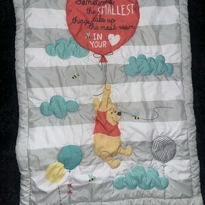 Winnie the Pooh Baby crib comforter blanket- Gray and Red